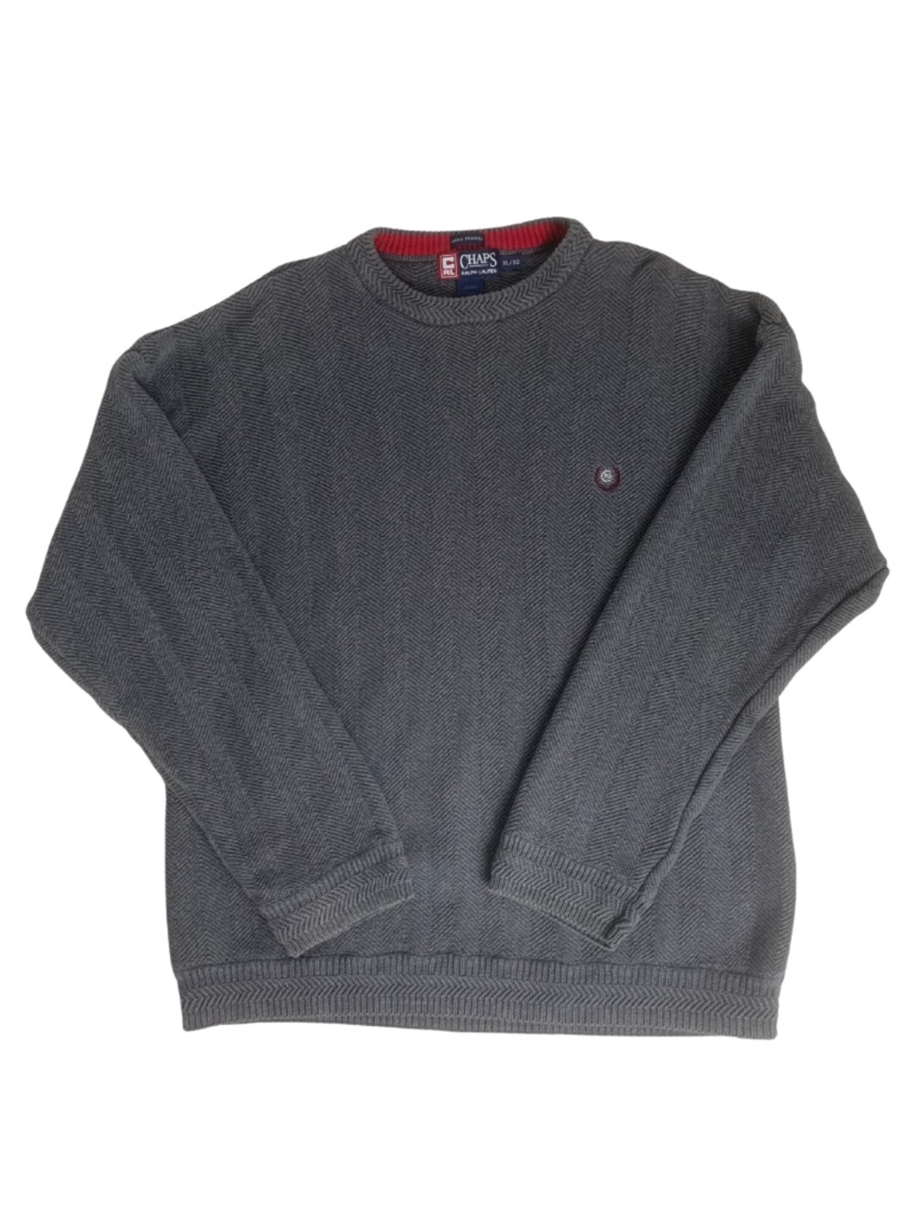 Chaps Ralph Lauren Men’s Charcoal Grey Crewneck Sweater Hand Framed XL Vintage